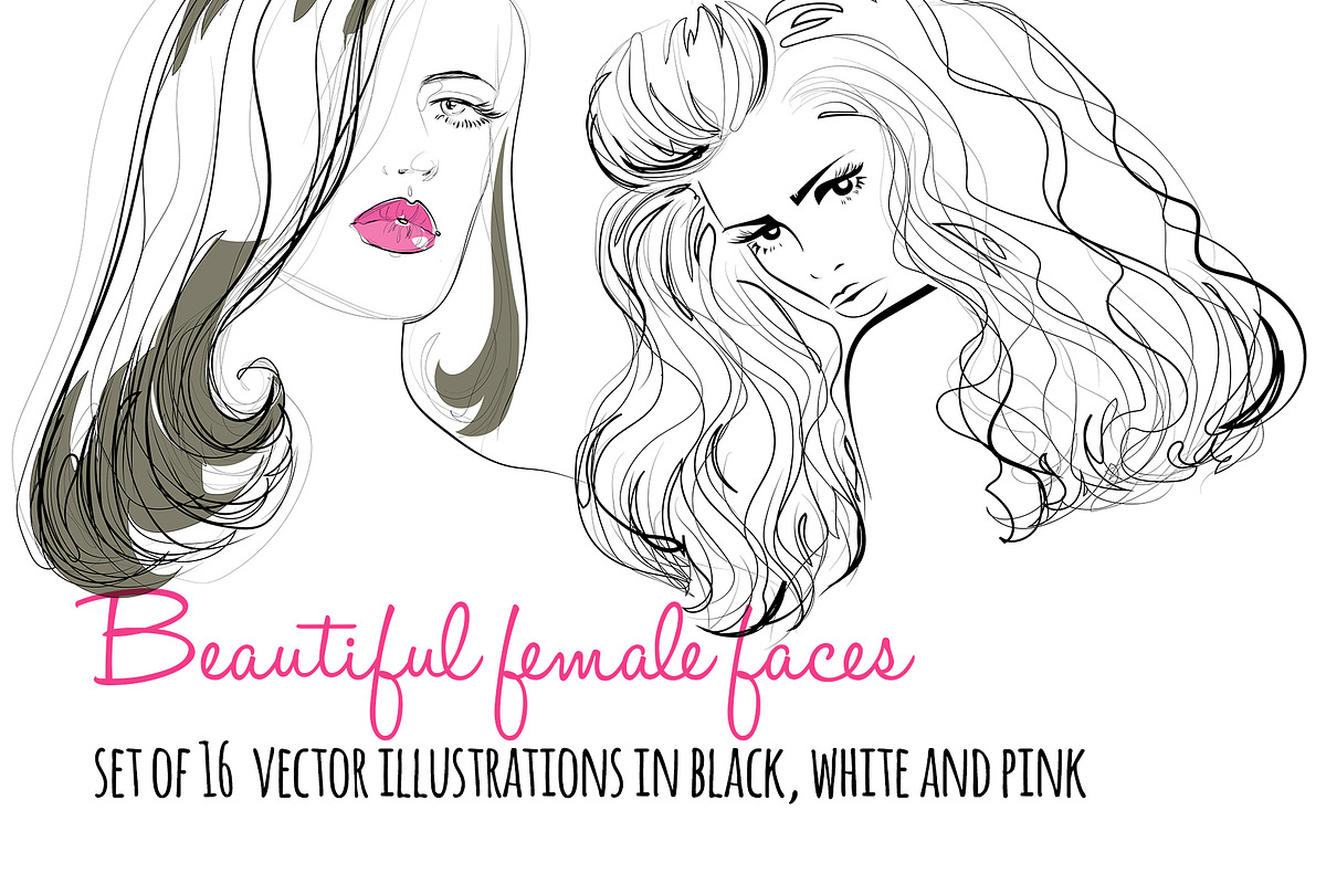 Beautiful woman faces line drawings, a Person Illustration by esylvia (Photo 1 of 3)