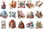 Cozy Reading Clipart, an Illustration by Designking (Thumbnail 2 of 5)
