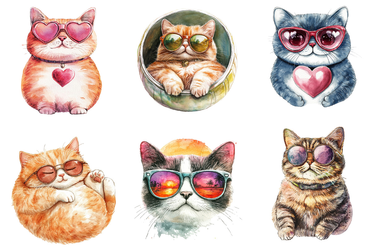 Cat Sunglasses PNG Sublimation, an Illustration by SinaCreation (Photo 5 of 5)