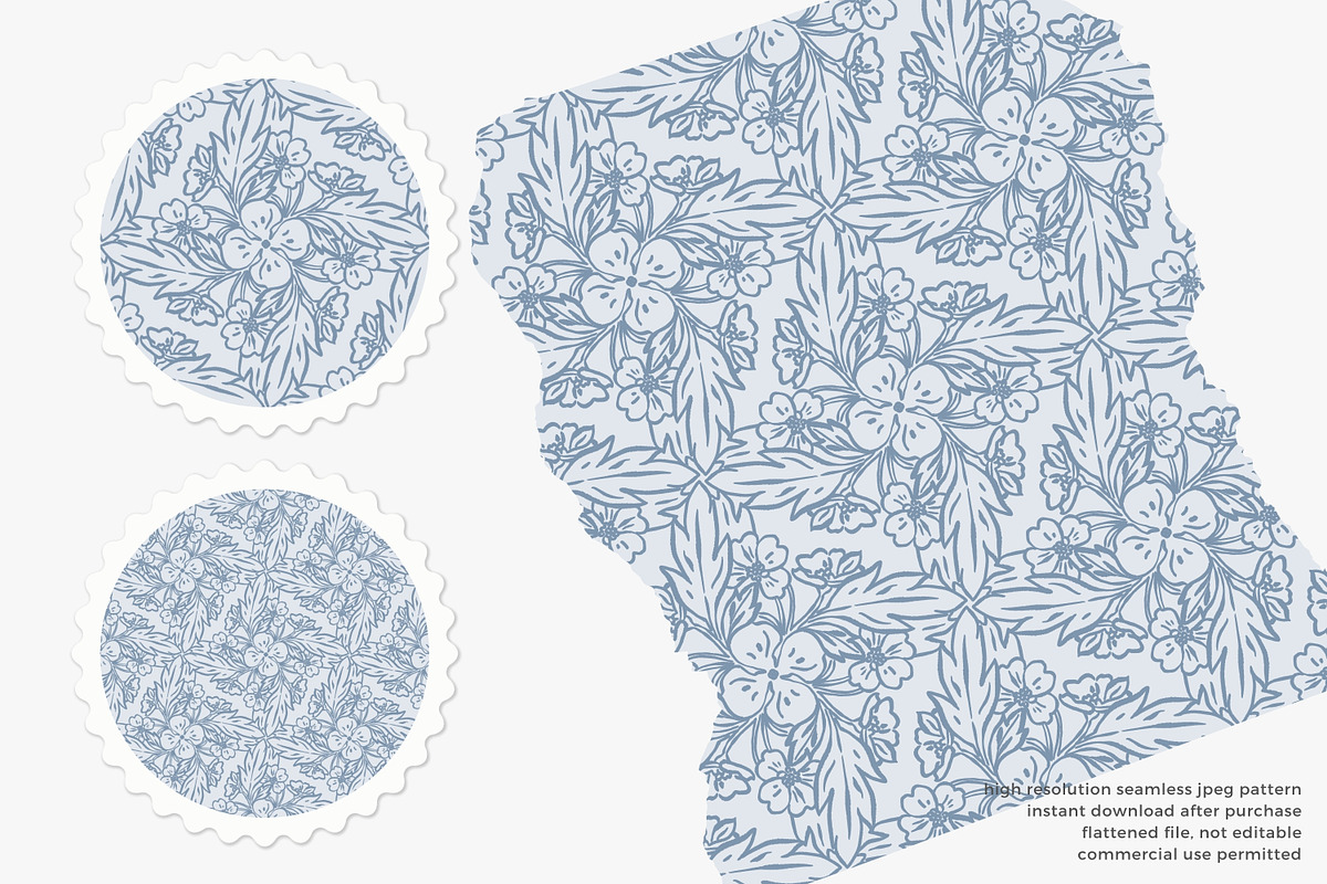 blue floral seamless pattern, a Pattern Graphic by Pink Studio Art (Photo 2 of 4)