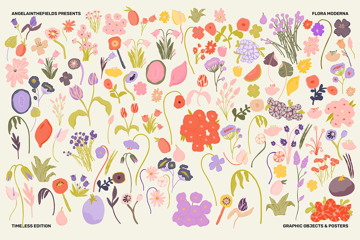 300+ Flora Moderna Vector Clipart, a Decorative Illustration by angelainthefields (Photo 6 of 23)