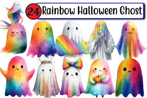 Rainbow Halloween Ghost, an Illustration by Design Market