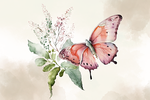 Butterfly Watercolor Floral