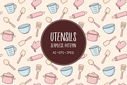 Utensils, cooking accessories patter, an Illustration by Cmeree (Thumbnail 1 of 3)