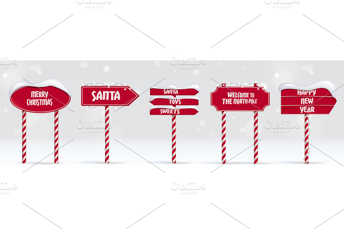 Christmas arrow sign posts set, an Object Illustration by art PVP - market
