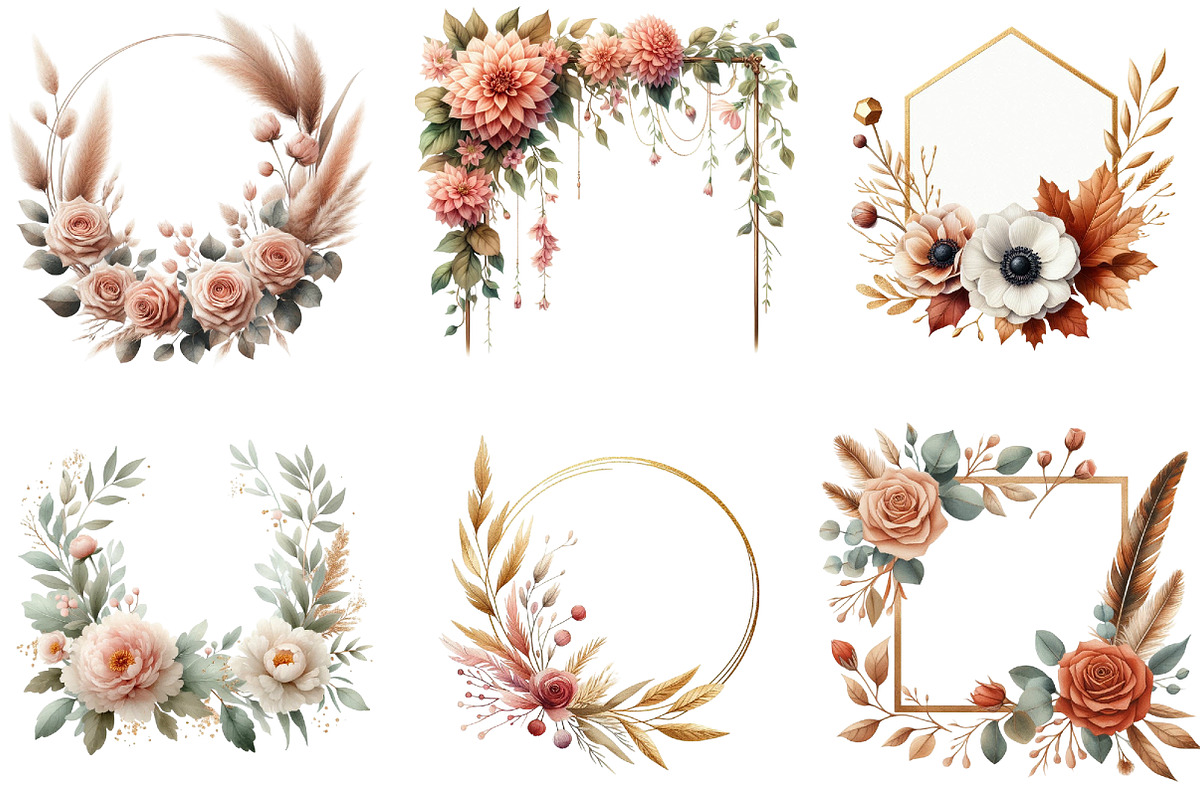Floral Frame Border Wreath. Boho, an Illustration by DreamArtGraphic (Photo 6 of 7)