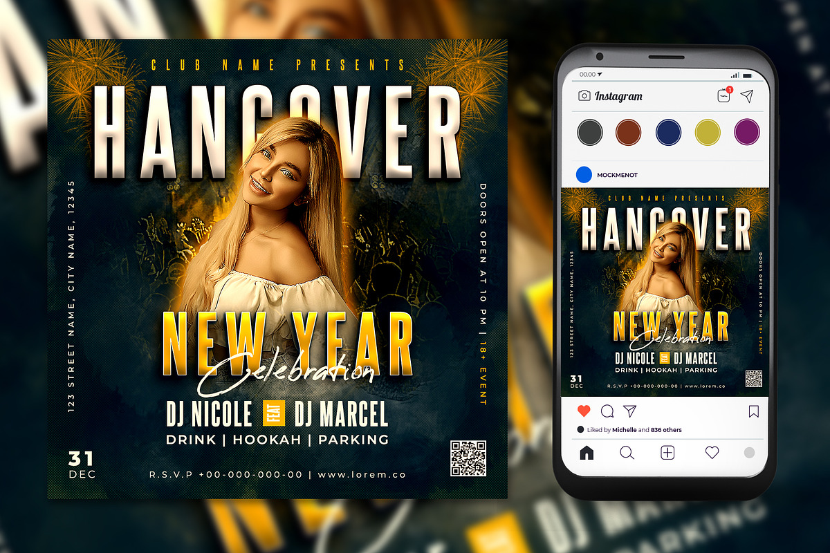 Night Club New Year Party Flyer, a Flyer Template by Mockmenot (Photo 1 of 2)