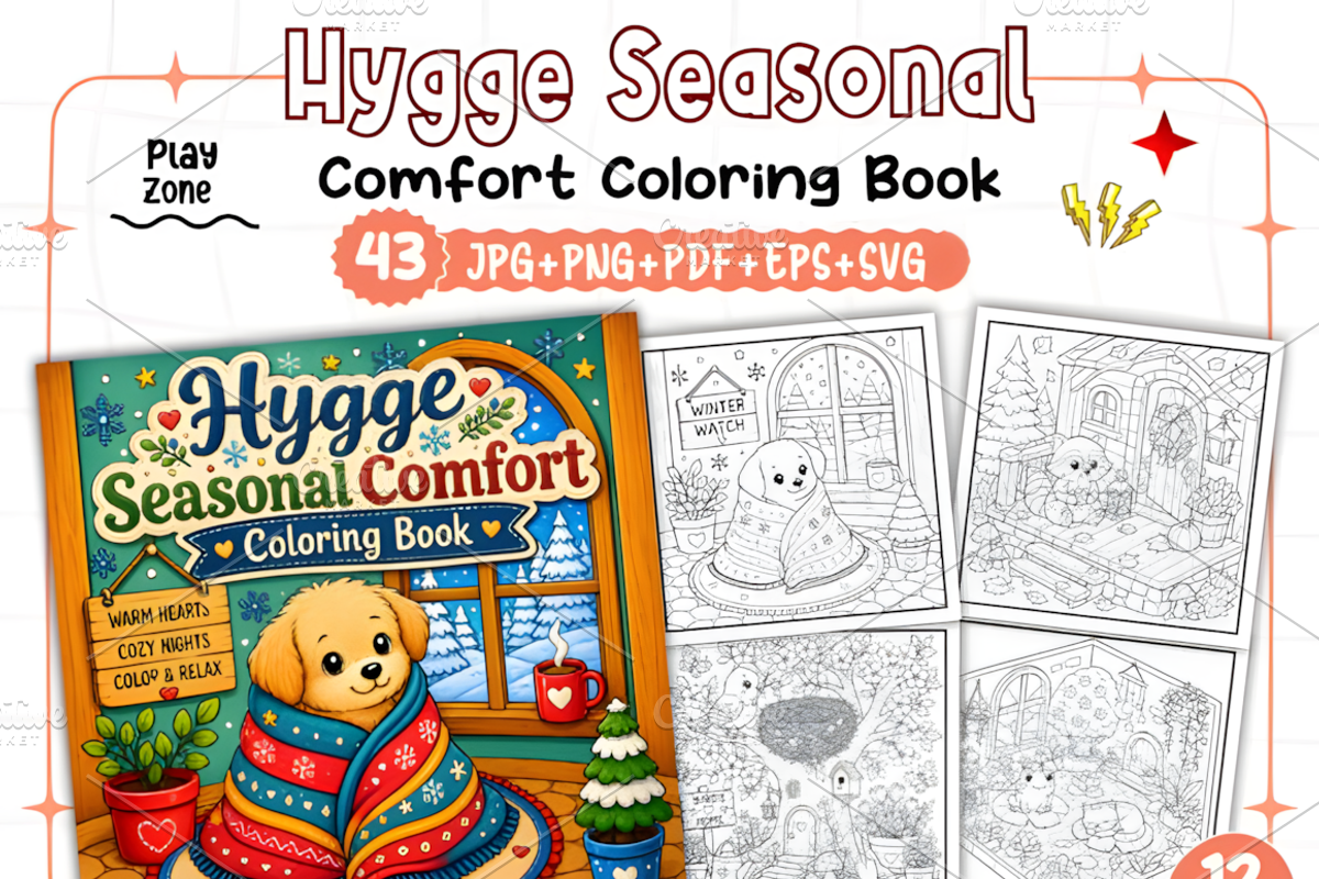 Hygge Seasonal Comfort Coloring, a Seasonal Illustration by Design Station (Photo 1 of 7)
