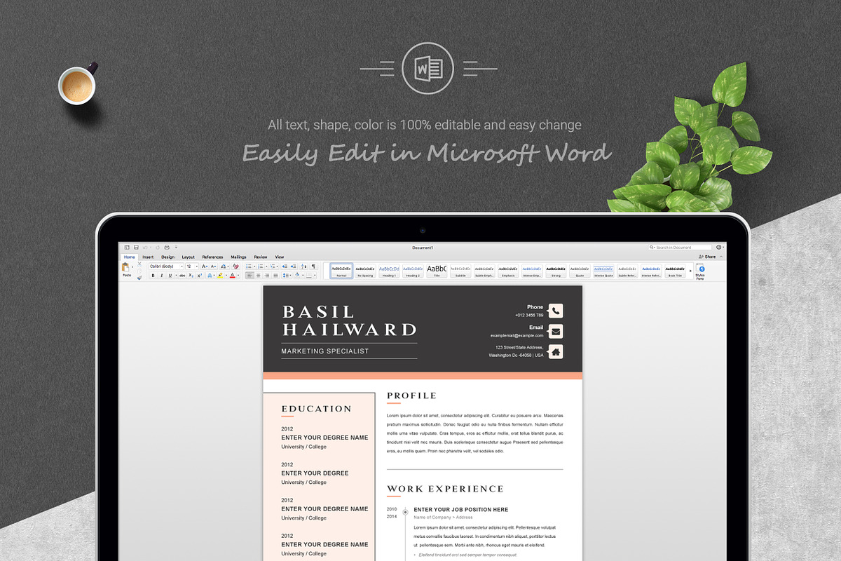Word Clean Resume Template, a Resume Template by ResumeInventor (Photo 5 of 6)