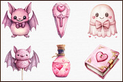 Pink Halloween Clipart, Cute Hallowe, an Illustration by Sublimation Artist (Thumbnail 3 of 6)
