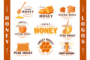 9 Modern Honey Logos Templates Vol.1