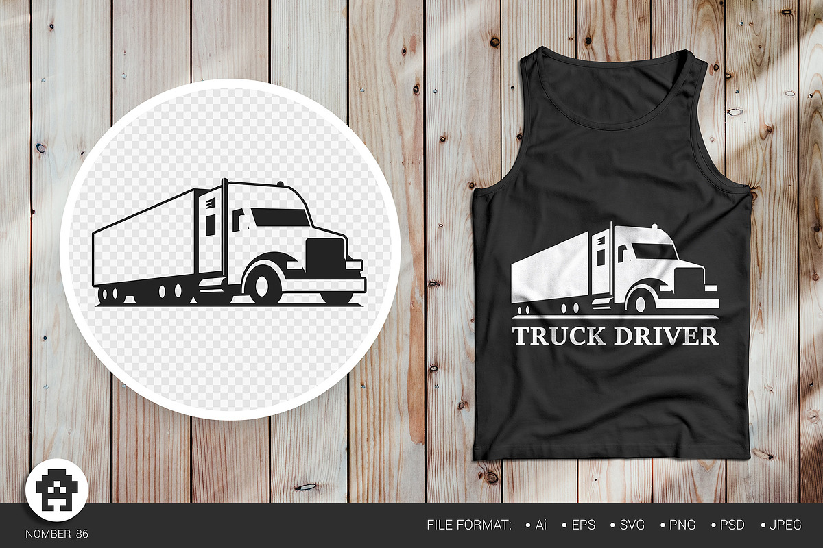 Truck svg, black and white t-shirt., a Branding & Logo Template by Nomber_86 (Photo 1 of 3)