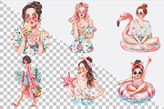 Watercolor Girly Summer Clipart, an Illustration by SVGArt (Thumbnail 2 of 9)