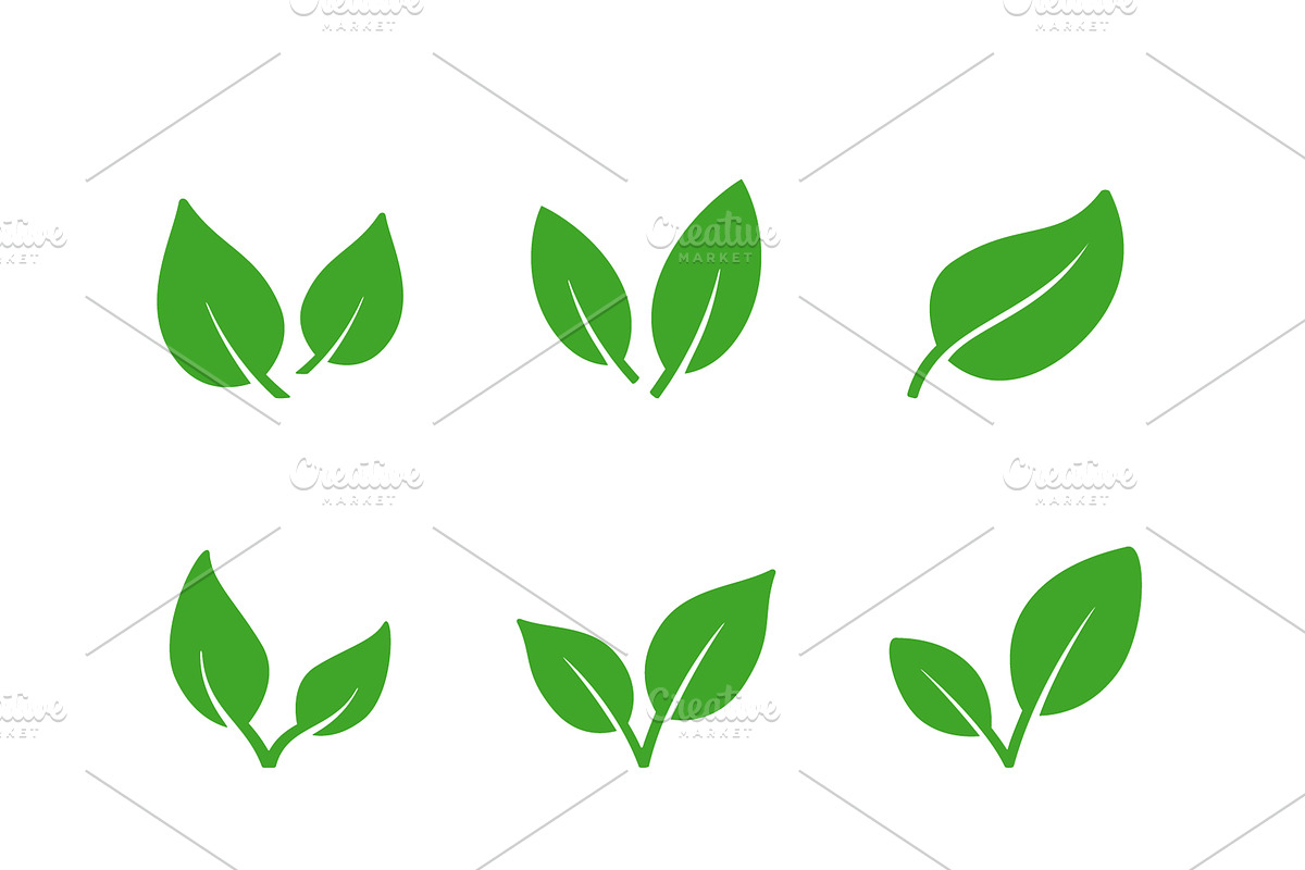 Set glyph icons of eco leaf, a Solid Icon by motorama (Photo 1 of 2)