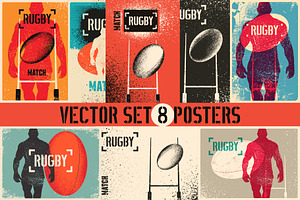 Rugby vintage grunge vector posters., a Sport Illustration by PoPaShop