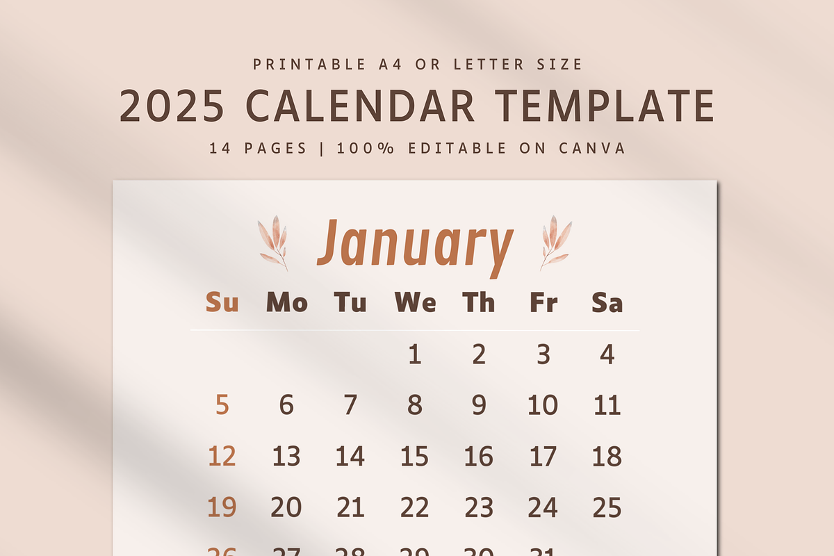 2025 CALENDAR CANVA TEMPLATE, a Stationery Template by The Little Lily Studio (Photo 1 of 5)