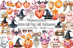 Retro Fall Png, Fall, Halloween Clip, an Illustration by Libby Wishes