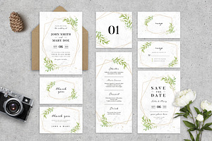 Geometric Wedding Invitation Suite, an Invitation Template by Vynetta