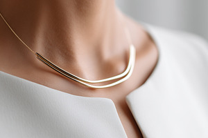 Elegant minimalist gold necklace, a Beauty & Fashion Photo by MistyDay