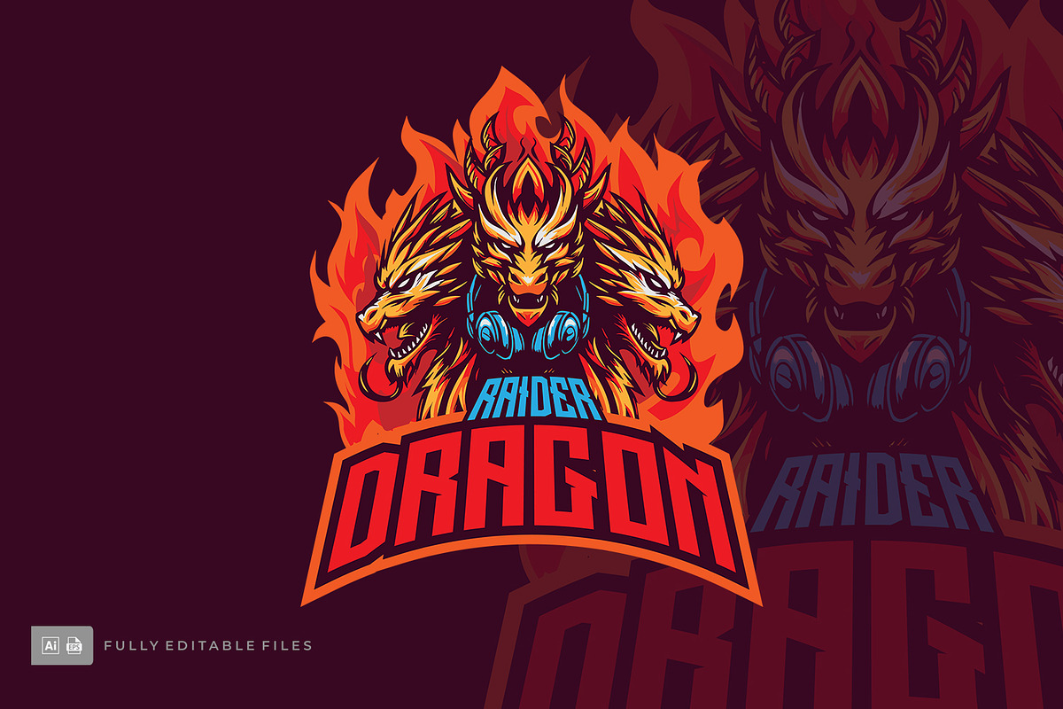 Raider Dragon Head Logo, a Branding & Logo Template by Stock Shape