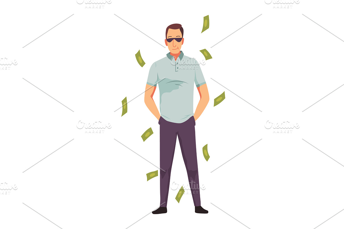 Rich man flat cartoon comic, an Object Illustration by Things for designers