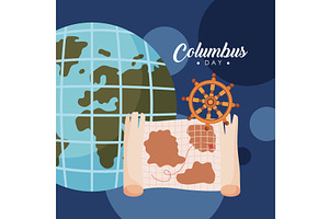 columbus day lettering postcard, an Illustration by studiogstock