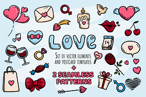 Love. Set of vector elements
