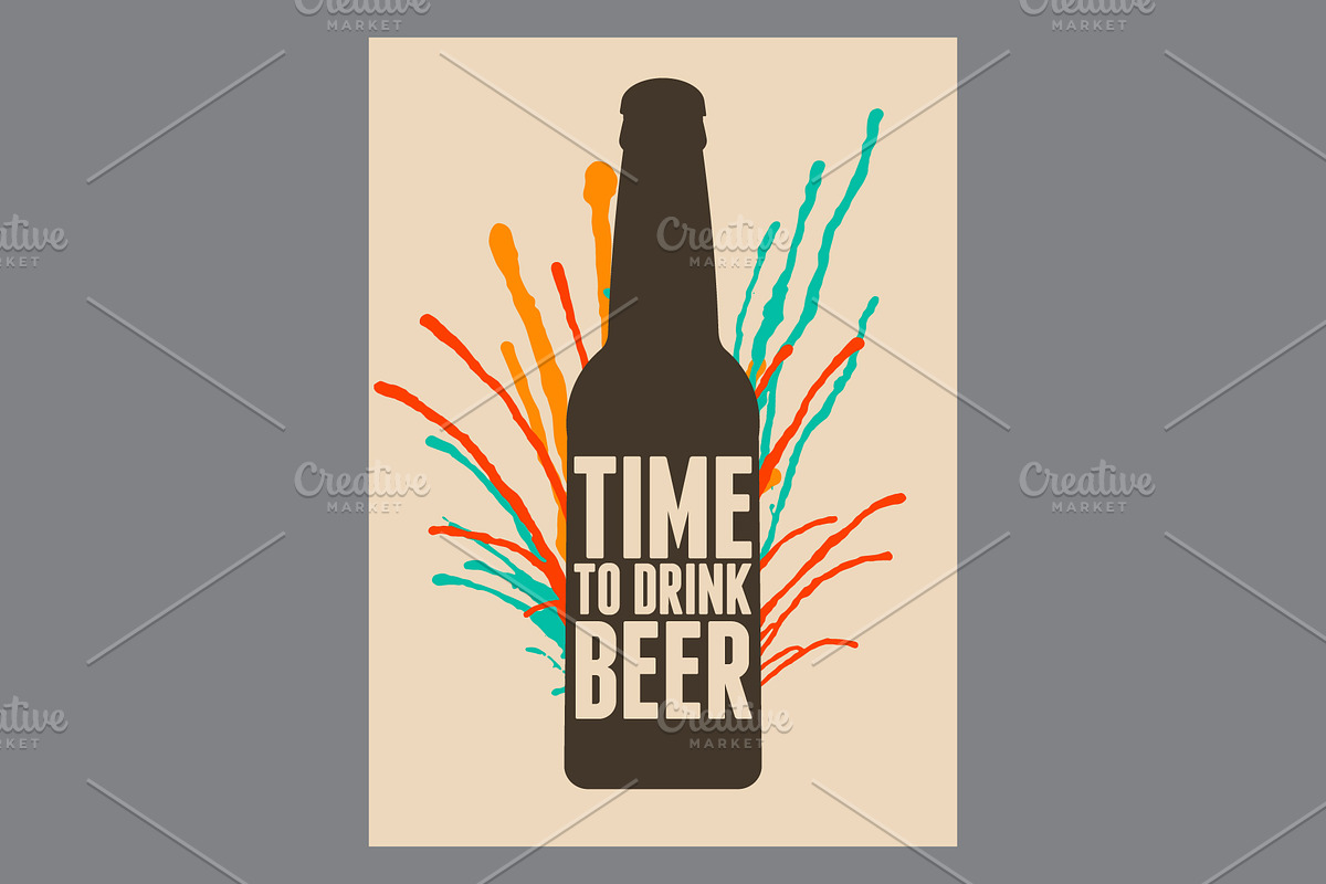 Beer time bottle vector poster set., a Food Illustration by PoPaShop (Photo 10 of 10)