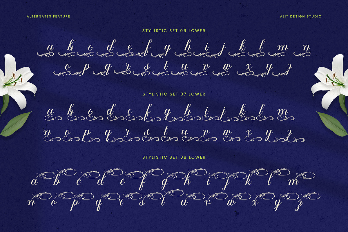 Flowmery Typeface, a Script Font by alit design (Photo 12 of 15)