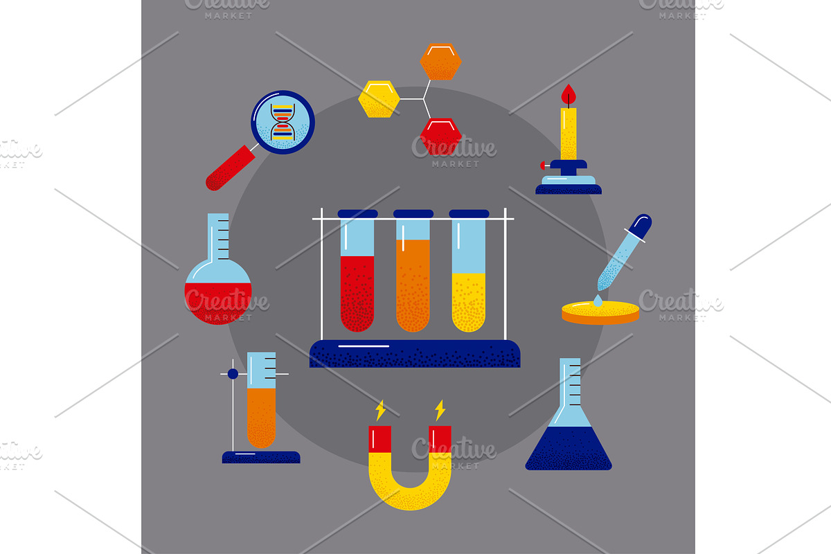 dna study nine icons, an Illustration by studiogstock