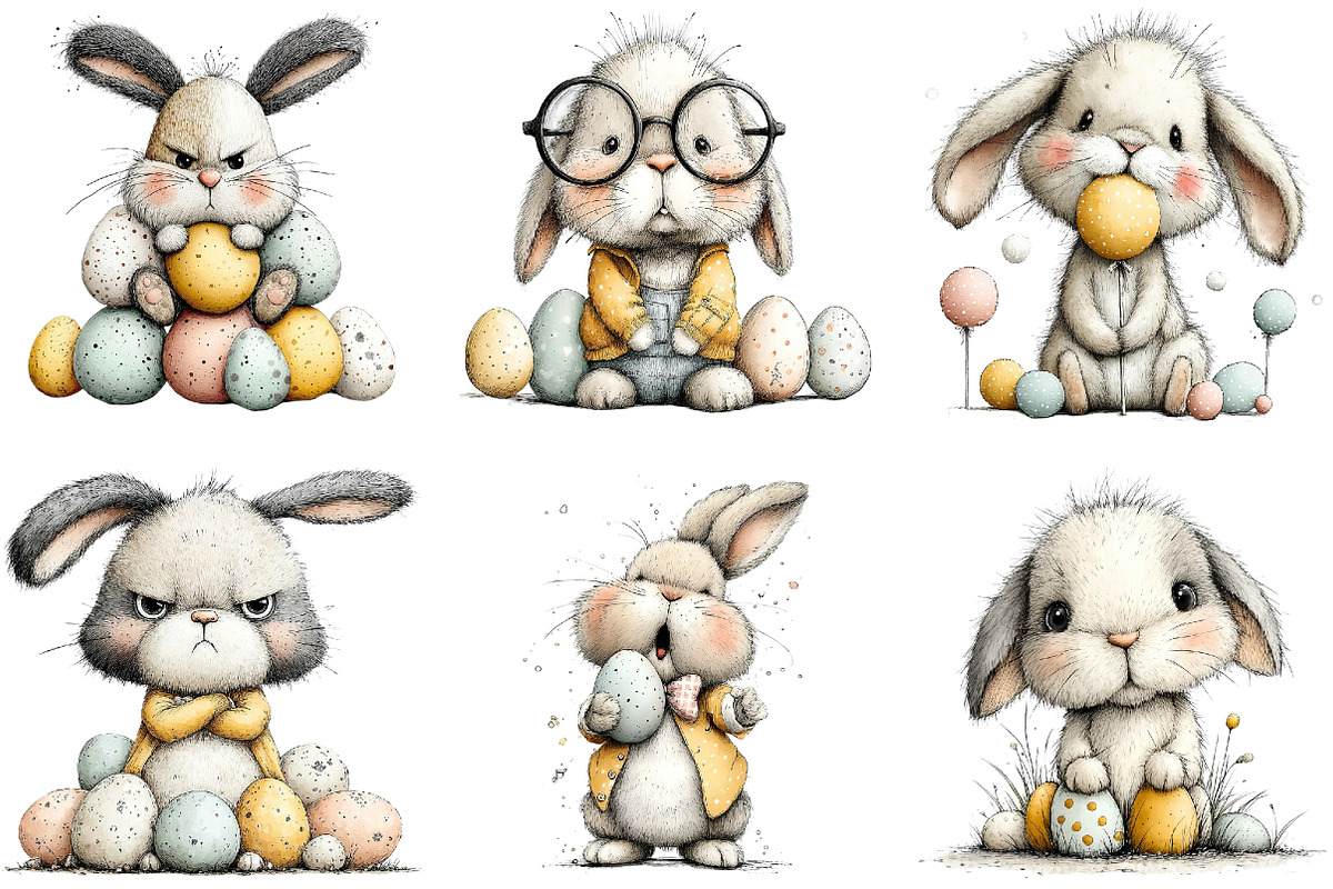 Quirky Easter Bunny Clipart Bundle, an Illustration by Sublimation Artist (Photo 6 of 7)