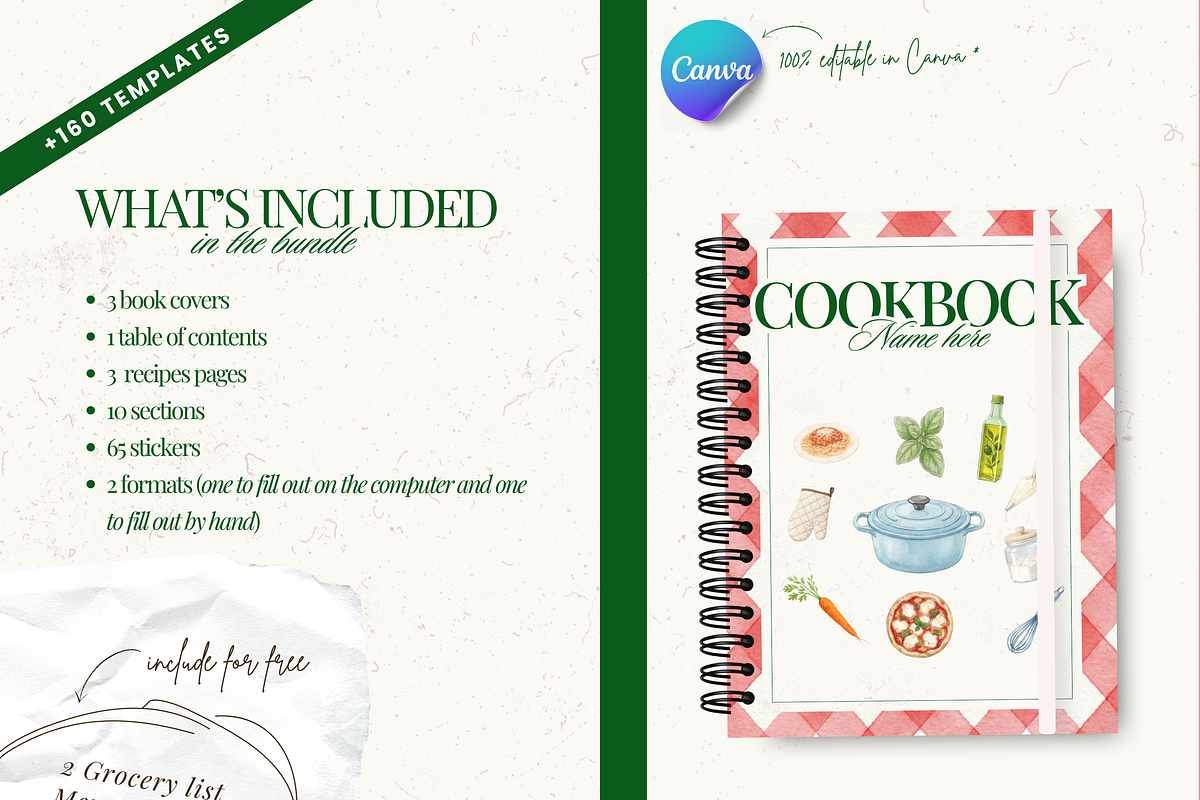 Printable family cookbook template, a Social Media Template by PixelBloomClub (Photo 6 of 8)