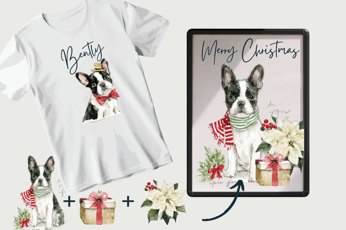 Christmas Watercolor Dogs Clipart, a Seasonal Illustration by artinspirestudio (Photo 8 of 8)