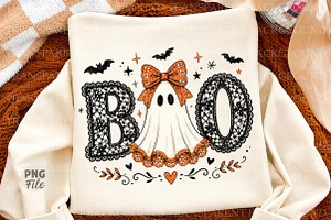 BOO Lace Ghost PNG, Cute Coquette, a Seasonal Illustration by Libby Wishes