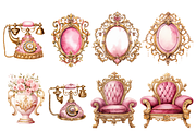 Pink & Gold Royal Victorian Clipart, an Object Illustration by Digital Xpress (Thumbnail 4 of 10)