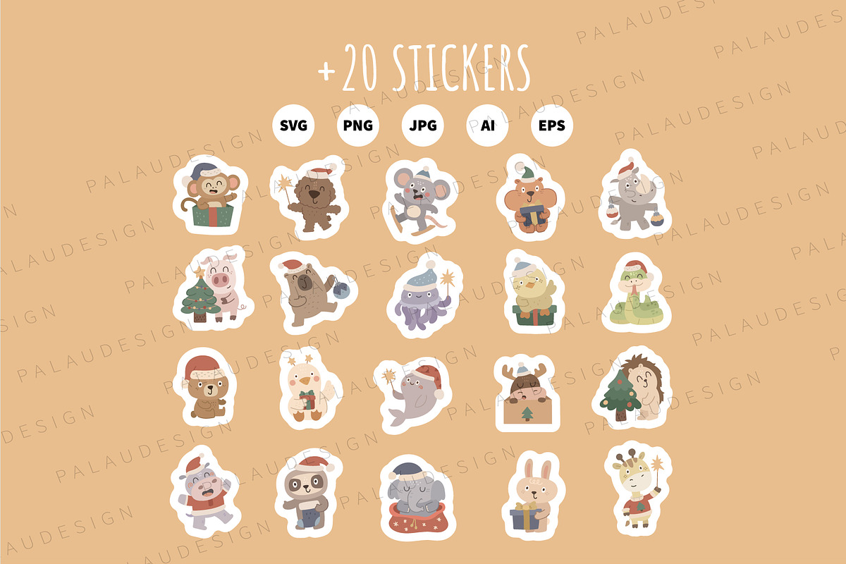 Christmas Animals Clipart Set, a Seasonal Illustration by Palau (Photo 10 of 10)