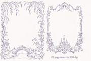 Plum Vintage Baroque Wedding Set, a Seasonal Illustration by AlenaVlasko stock Market (Thumbnail 4 of 8)
