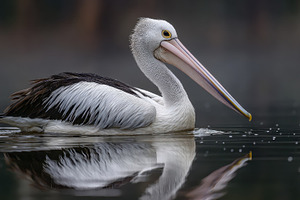 Australian Pelican Water Reflection, a Photo by Pixeness Studio