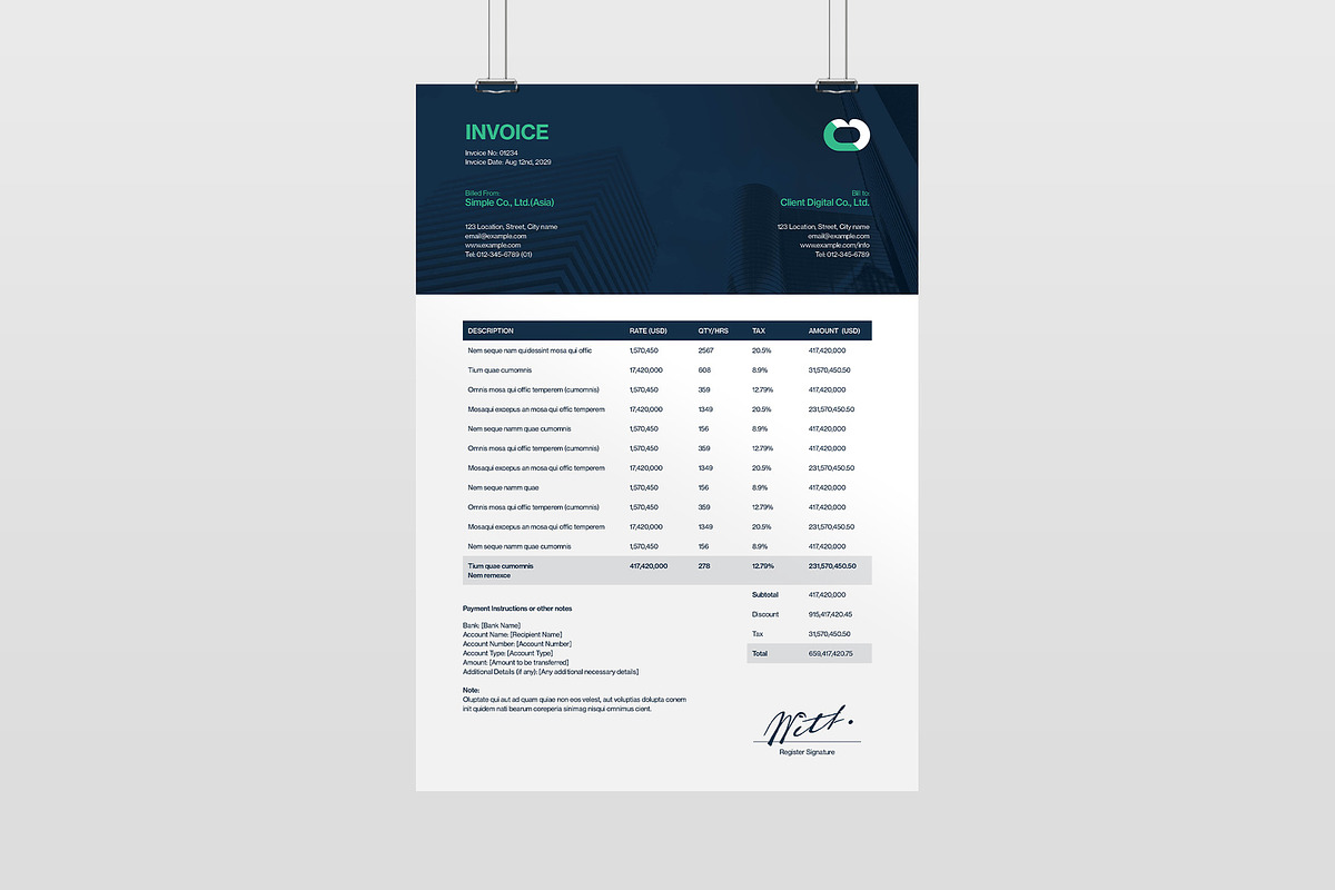 Invoice, a Stationery Template by BrandPacks