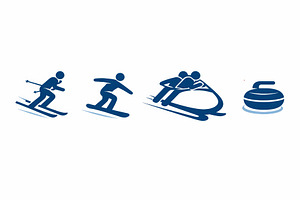 Winter sport icons featuring skiing,, a Photo by Dvoevnore photos