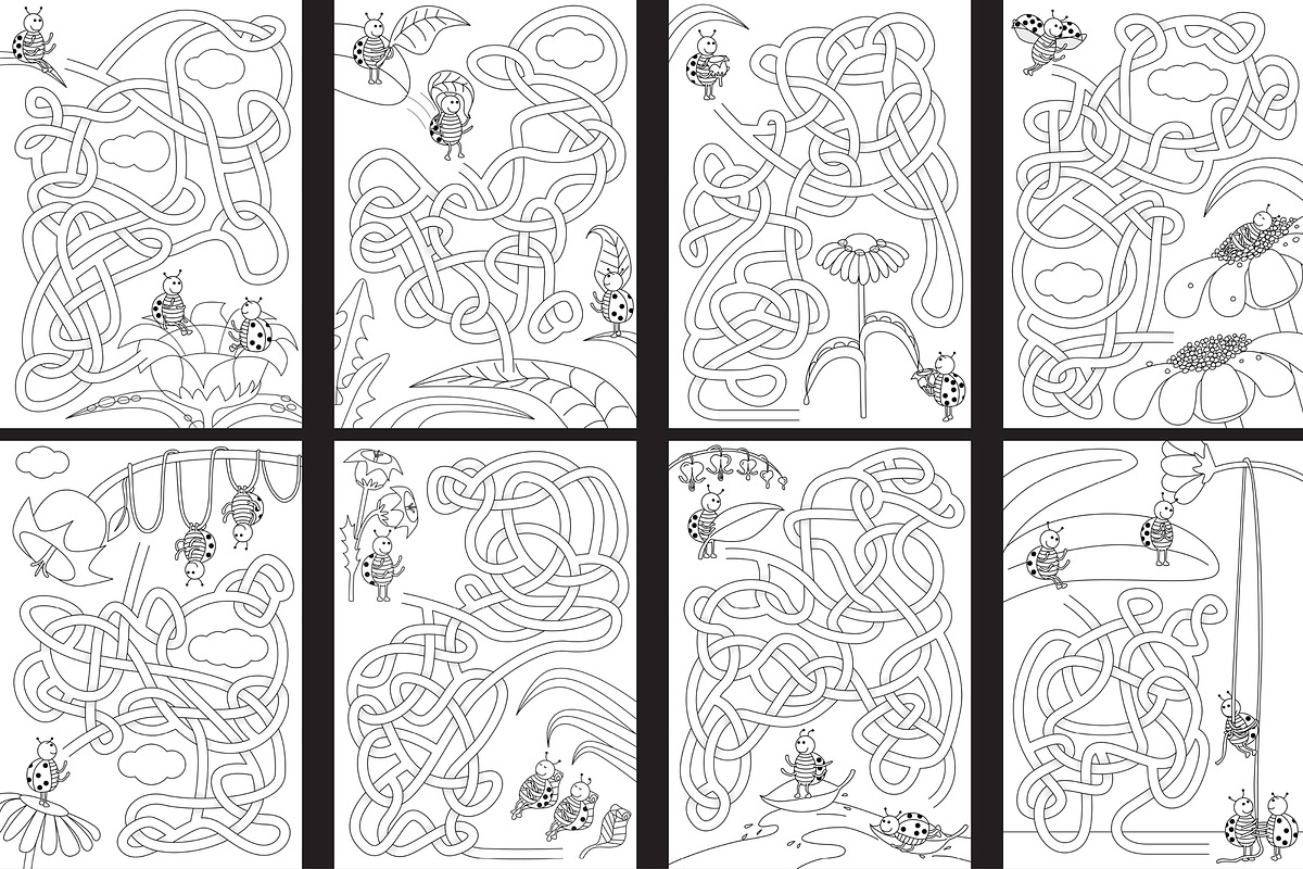 Set 126 - 8 Ladybug mazes, an Illustration by Little Bird (Photo 3 of 4)