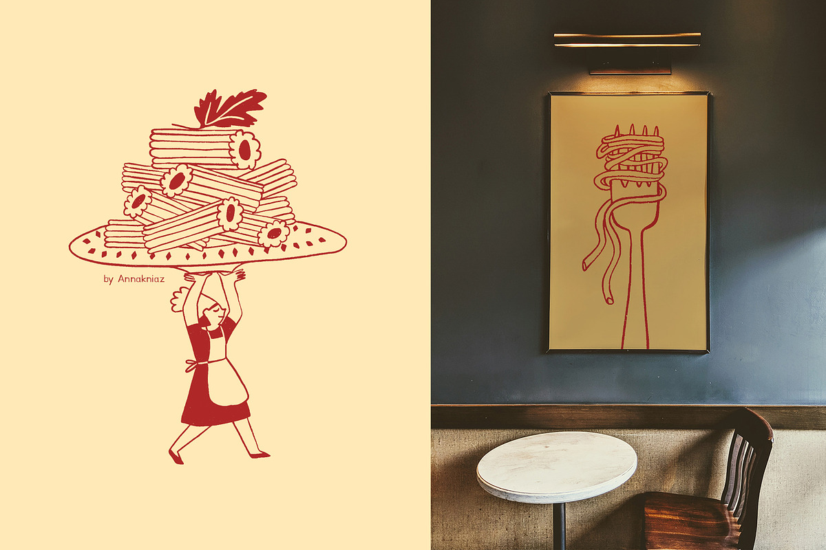 Pasta La Pasta. Food illustrations., a Food Illustration by Annakniaz (Photo 16 of 18)