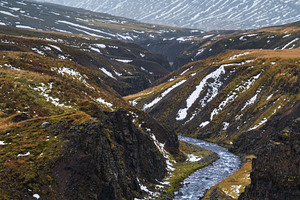Autumn overcast day in the north of Iceland.           Small riv, a Nature Photo by YuriyB