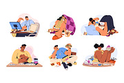Binge eating, food disorder concept, a Food Illustration by PaperTrident (Thumbnail 1 of 7)