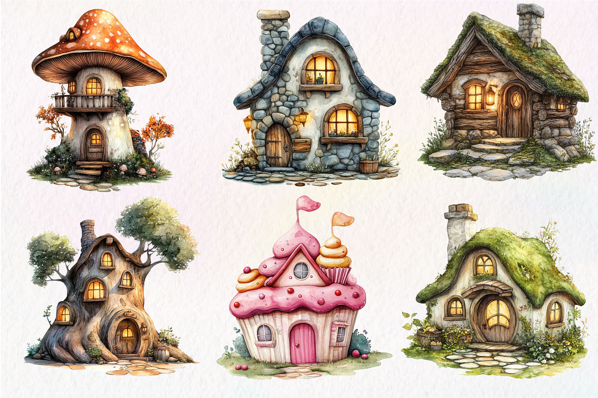 Watercolor Hollow House Clipart, an Illustration by Dream Creation (Photo 6 of 7)
