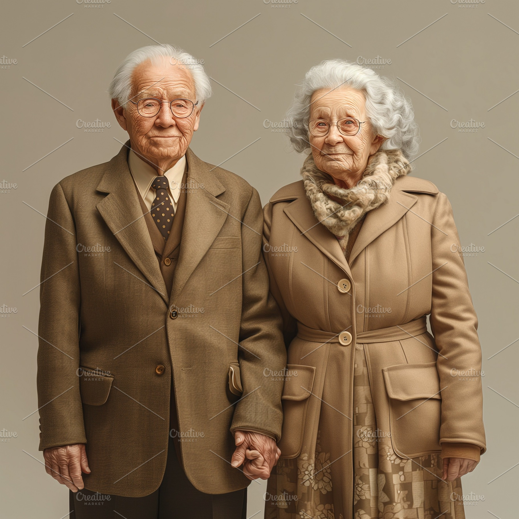 Elderly couple standing together, exuding warmth and love with soft smiles and, a Person Photo by ImageMir