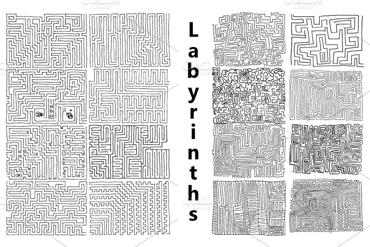 A large set of labyrinths., a Decorative Illustration by ОльгаМороз (Photo 1 of 4)