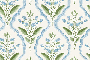 Seamless pattern, elegant floral seamless pattern with blue wate, a Pattern Graphic by Studio ANNA