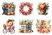 Cute Peaches Garden Fruit Clipart, an Illustration by DreamPrint404 (Thumbnail 2 of 6)