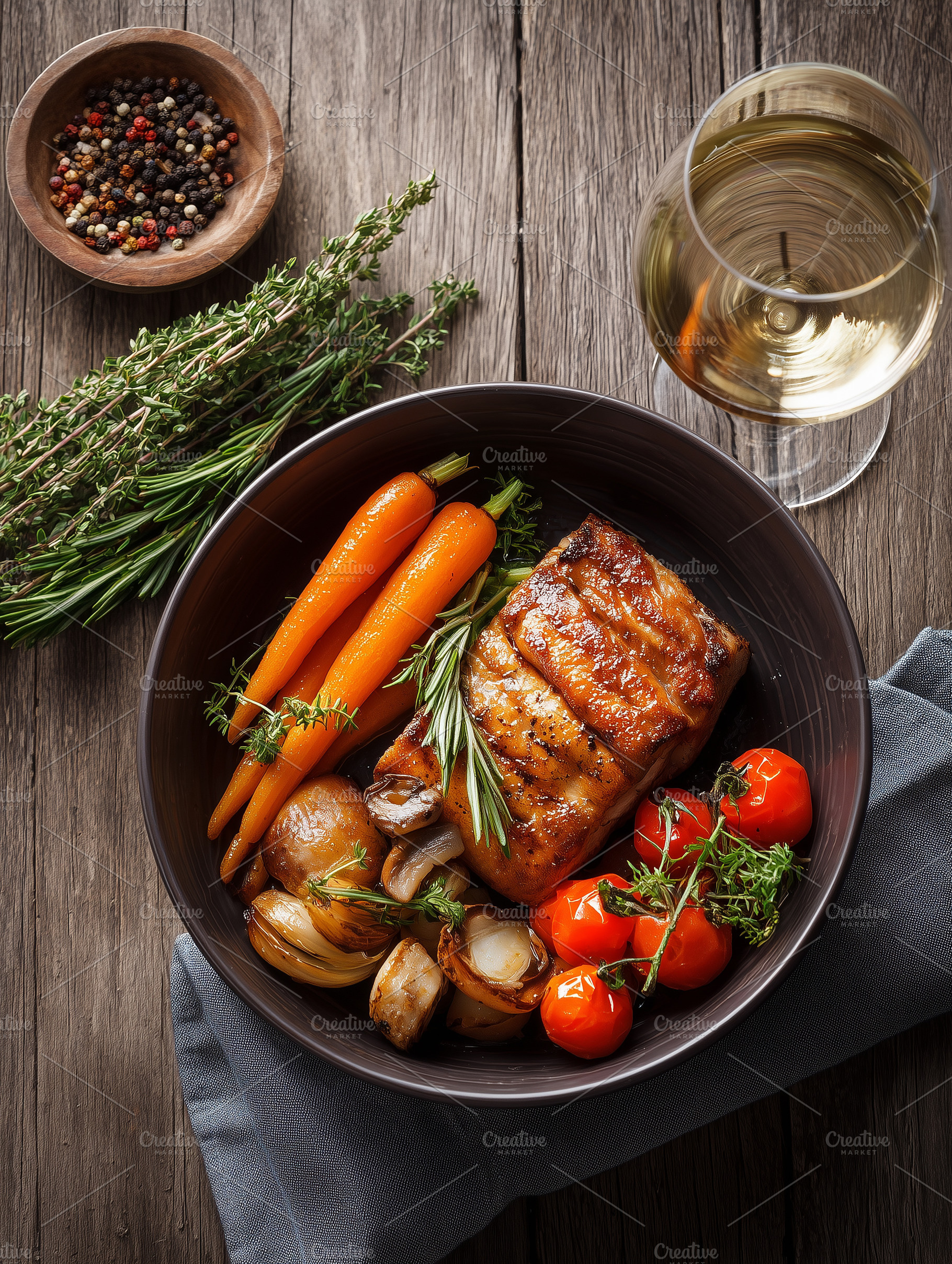 Gourmet roasted salmon fillet with, a Food & Drink Photo by MistyDay